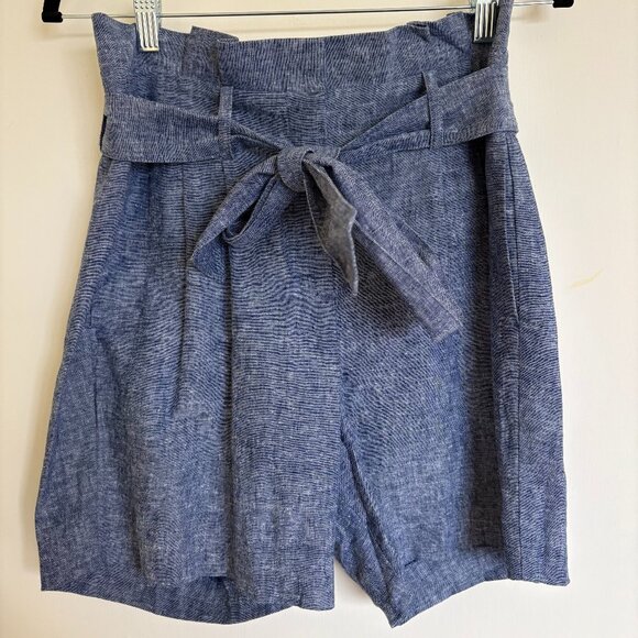 Boden St Ives Chambray Linen Blend Paperbag Shorts in Size 6 - Picture 1 of 6